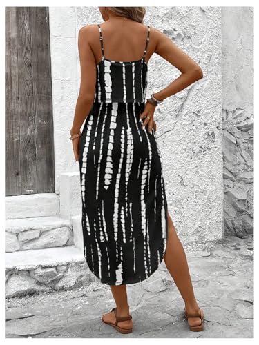 Image of RoseSeek Women's Spaghetti Strap Tie Dye Cami Sun Dress Beach Midi Summer Dresses Resort Wear Vacation Outfits