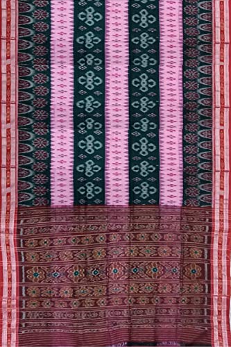 Image of Odisha Sambalpuri Handloom Ikat Women's Cotton Saree, Odisha Handloom Handmade Pure Cotton Khandua Saree, Ikkat Orissa Traditional Handloom Saree Without Blouse