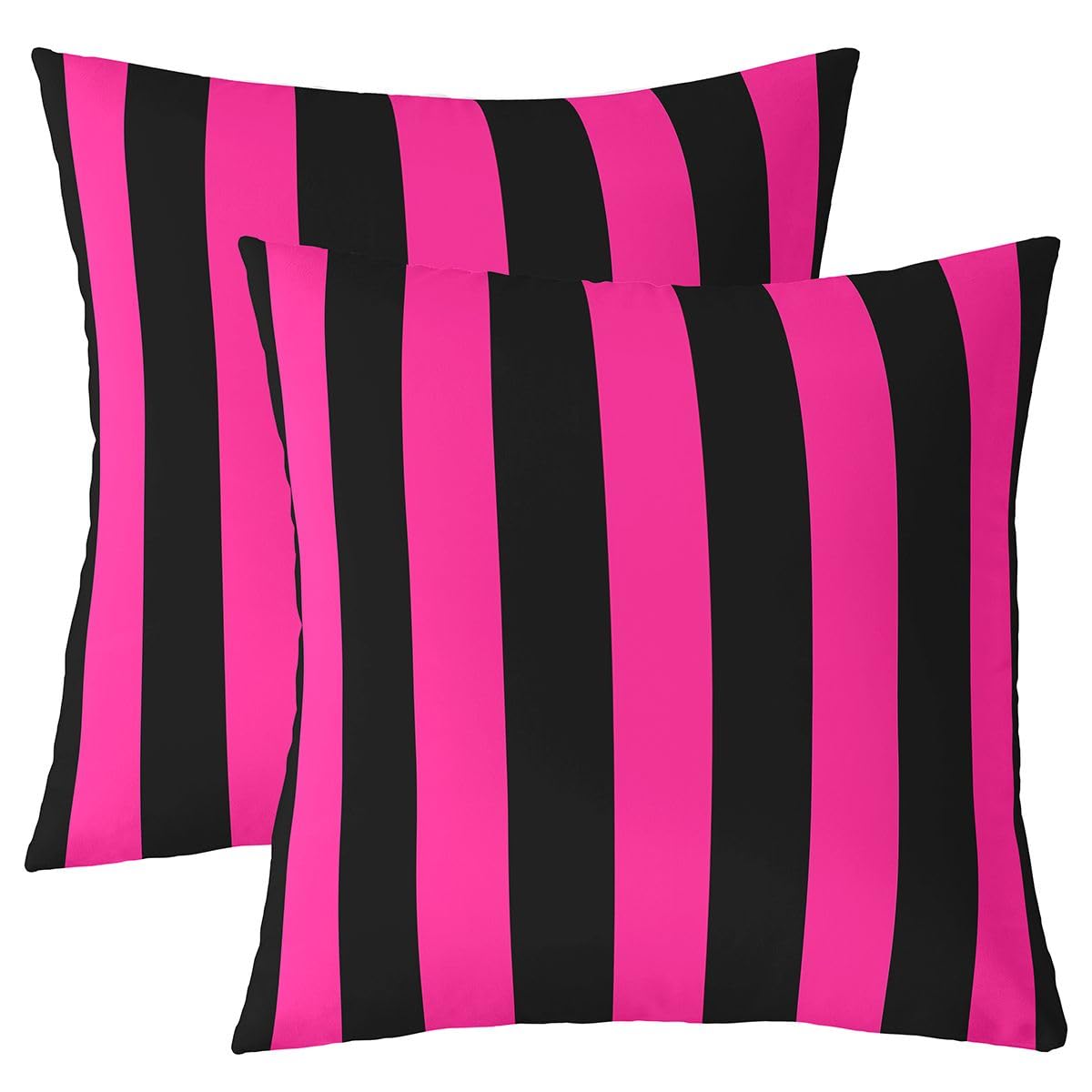 Homewish Black Hot Pink Striped Cushion Covers 40 x 40 cm Set of 2 — image 1