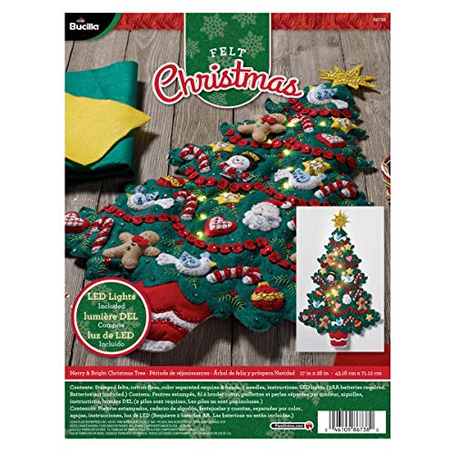 Bucilla Felt Applique Wall Hanging Kit Merry and Bright, Size 17 x 28-Inch, 17" x 28"