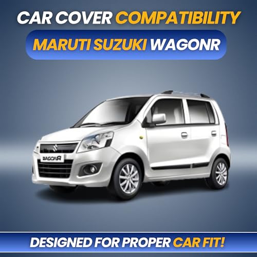 Image of Car Cover for Maruti Suzuki WagonR 1999-2009 | 100% Waterproof Heavy-Duty 3-Layer Car Body Cover | All-Weather Rain,UV, Sun & Dust Protection | Custom Fit | Mirror & Antenna Pockets | Navy Blue