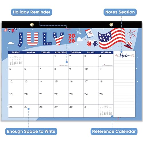 Image of 3 Pack of Desk Calendar 2026-2027, 18-Month Calendar Runs from July 2026 to December 2027, Large 17 inch x 12 inch Monthly Desktop & Wall Calendar for Home & Office - Festival