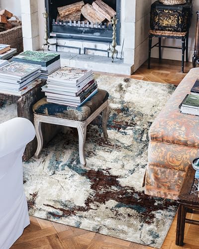 Image of Super Soft Art Collection Abstract Modern Classical Design Carpets Highest Density Silk Carpets for Home Living Room Bedroom /Hall (4x6 feet (120 x 180 cm) Multicolor2)
