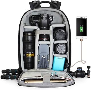CADeN Camera Backpack Professional DSLR Bag with USB Charging Port Rain Cover, Photography