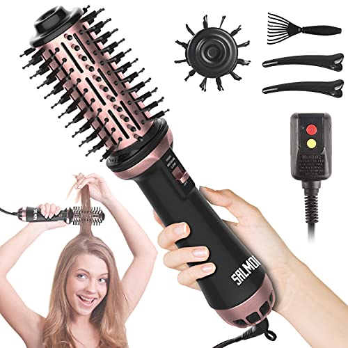 Blow Dryer Brush Hair Dryer Brush in One, 5 in 1 One Step Hair Dryer and Styler Volumizer Black Round Hot Air Brush for Blow Drying, Volumizing, Straightening, Curling, Inner Buckle
