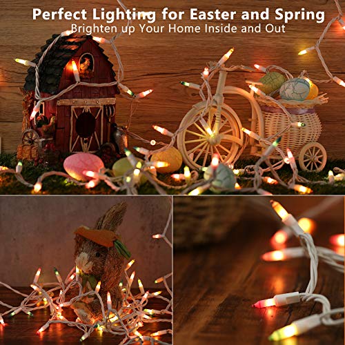 Image of BrizLabs Pastel Easter Lights, 34.8ft 150 Count Pastel Lights Connectable, MultiColor Easter Lights String, UL Certificated Mini Lights, Pastel Christmas Lights White Wire for Indoor Easter Tree Decor