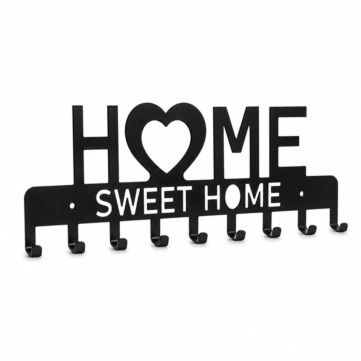 Ejdeco Home Sweet Home Metal Key Holder for Wall with 9 Hooks, Decorative Key Hanger, Black Matte Finish-image-11