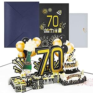 Joyoldelf Geburtstagskarte zum 70. Pop Up Grußkarten, 3D Pop Up Karte Geburtstag Grußkarte, Geburtstagskarten mit…