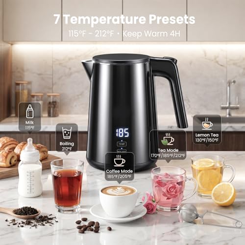 Tetera eléctrica con pantalla digital y control de temperatura 1.0L miniatura 4