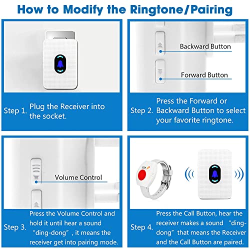 Daytech Wireless Caregiver Pager Wrist Call Button Personal Help Alert Pager System For Home Nurses Caregivers Patients Elderly 2 Alert Watches + 1 Receiver #TOP3