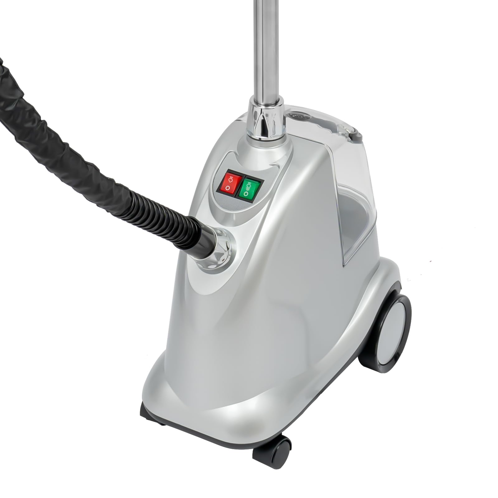 Stojąca parownica, 2200 W, moc pary 42 g/min, odświeżanie i dezynfekcja, 3 stopnie pary, gotowa do użycia w 60 sek., 3 litry, żelazko parowe, pionowa parownica, srebrna