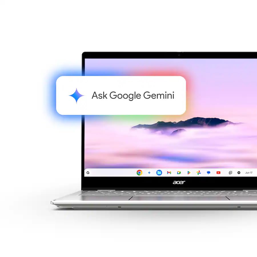 Image of Acer Chromebook Plus Spin 514 Laptop | 14 inch WQXGA Touchscreen | MediaTek Kompanio Ultra 8-Core Processor, 16GB RAM, 256GB SSD | Wifi7, Fingerprint Reader, Backlit Keyboard | Chrome OS-Silver