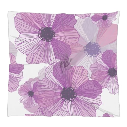 Square Silk Scarf for Women, Purple Flower Floral Lightweight Women's Fashion Scarves Wraps for Hair, Breathable Neck Scarf for Ladies Girls Dressy, 23.6x23.6 in