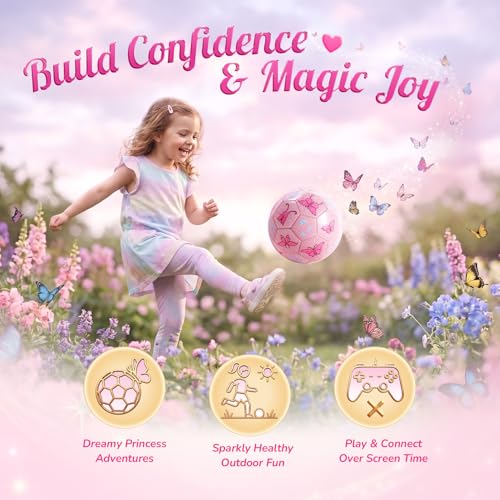 Image of Kids Soccer Ball Size 3 for Toddlers Kids 2-5 5-8 - Glitter Cartoon Design with Pump Deflated - Sports and Outdoors Toys Games - School Birthday Gifts for Boys Girls