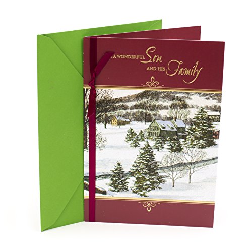 Hallmark Christmas Card Son and His Family (Winter Scene Illustration)