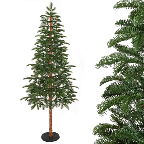 Yorbay 180 cm Künstlicher Weihnachtsbaum Naturgetreuer PE Schmaler Tannenbaum mit Scheibenbasis und Simulierter Baumstamm für Heim Geschäft Weihnachtsdeko