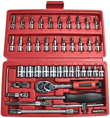 Zoostliss 46pcs 1/4-Inch Socket Set Car Repair Tool Ratchet Wrench Combo Tools Kit Auto Repairing