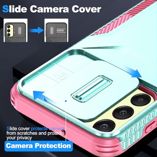 Asuwish Phone Case for Samsung Galaxy A25 5G with Tempered Glass Screen Protector and Slide Camera Cover Slim Rugged Hybrid Shockproof Protective Cell Accessories A 25 25A SM-A256U Women Mint Green by Asuwish - Used condition - Image 2