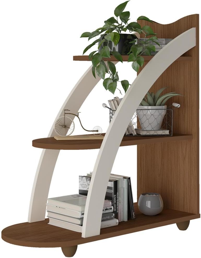 Artely Andes Three Tier End Table, Cedar/Off White - W 70 x D 29,5 x H 75,5 cm