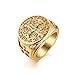 LAOYOU Men's St Benedict Exorcism Ring Stainless Steel Catholic Roman Cross Demon Protection Ghost Hunter