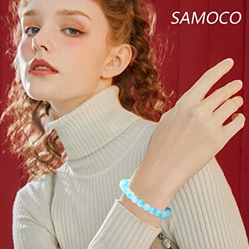 Samoco 18Pcs 8Mm Beaded Stretch Bracelet Handmade Round Glass Bracelet For Women Multicolor Matte Beads Elastic Bracelet #TOP1