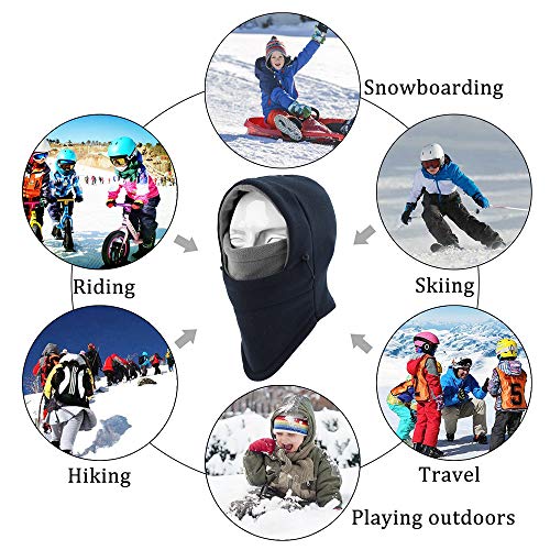 Yqxcc Kids Winter Hats Balaclava Ski Mask Windproof Warm Adjustable With Fleece Lining Hat For Boys Girls (Dark Blue/Gray) #TOP6