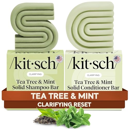 Kitsch Clarifying Tea Tree Shampoo and Conditioner Set – Shampoo & Conditioner Bar for Women and...