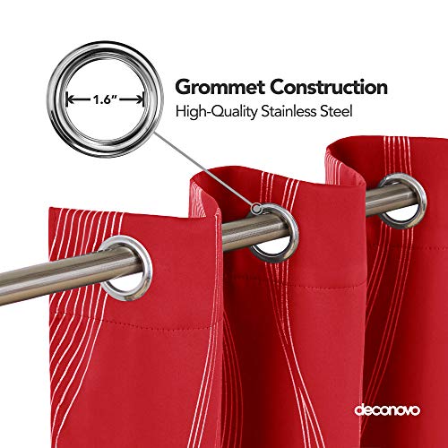 Deconovo True Red Blackout Curtains, Room Darkening Foil Print Wave Thermal Insulated Grommet Window Drapes For Nursery, 2 Panels, 42X84 Inch #TOP4