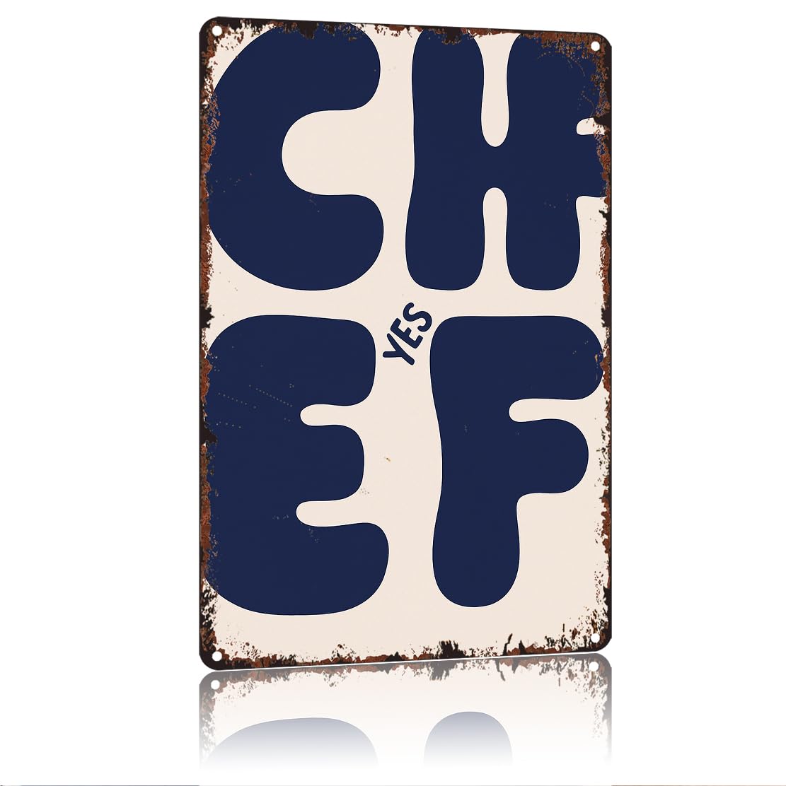 peiyeety Yes Chef Funny 8x12 Inch Aluminum Vintage Metal Tin Signs-For Living Room Kitchen Bedroom Patio Porch Men'S Nest Wall Decor