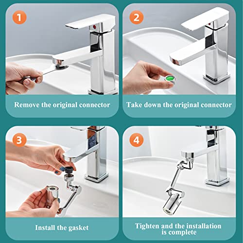 Filtro de salpicaduras universal y extensor de grifo ahorrador de agua con ajuste de ángulo 8