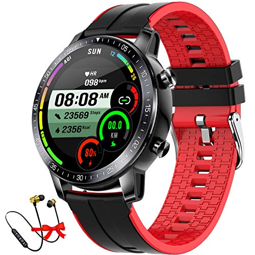 DUODUOGO Reloj Inteligente, K5 Smartwatch Hombre Impermeable con 8 Modos Deportivos Cronómetro Pulsómetro Pulsera Actividad Inteligente Smartwatch Android iOS para Xiaomi Huawei iPhoneTeléfono (Rojo)