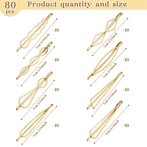 80 Pcs Hair Pins Set Metal Hair Clips Bobby Hair Barrettes Geometric Minimalist Hairpin Decorative Hair Styling Jewelry Hair Clamps For Girls And Women Headwear Accessories（Gold） #TOP1