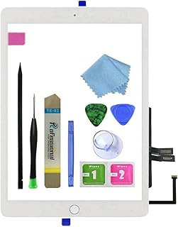 for White iPad 6 2018 6th Generation A1893 A1954 Touch Screen Digitizer Assembly Replacement with Home Button,Camera Bracket,Pre-Installed Adhesive,Tool Repair Kit
