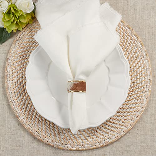 SARO Lifestyle Collection Cow Hide Napkin Rings (Set of 4), 1.5\", Brown - Thumbnail 4