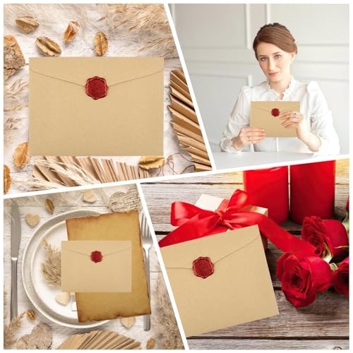 40 Stück Vintage Briefpapier mit Umschlag, Set Vintage Schreiben mit 12 Vintage-papier Briefumschläge, 16 A5 Briefpapier und 12 Wachssiegel-aufkleber, für Liebesbrief, Hochzeit,Geburtstag,Weihnachten