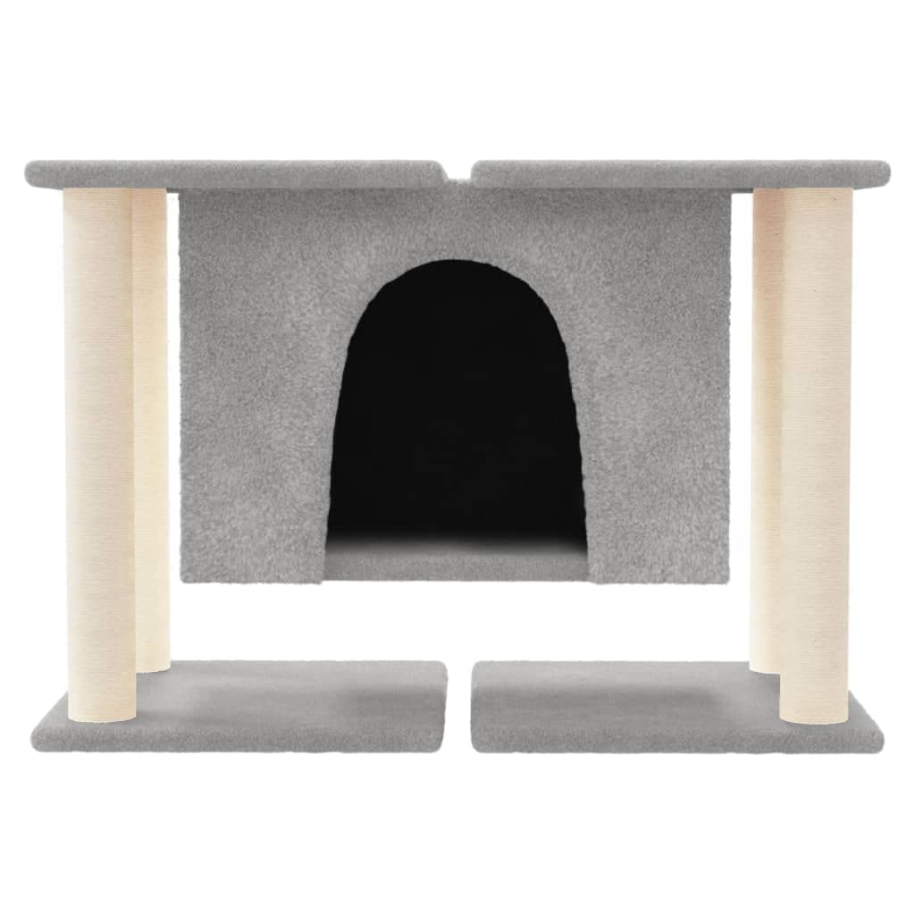 Rascador para gatos con columnas rascadoras de sisal y felpa, gris claro, 74 x 35 x 50 cm, torre de escalada, muebles para gatos, compacto y estable, para el cuidado de las garras y jugar en