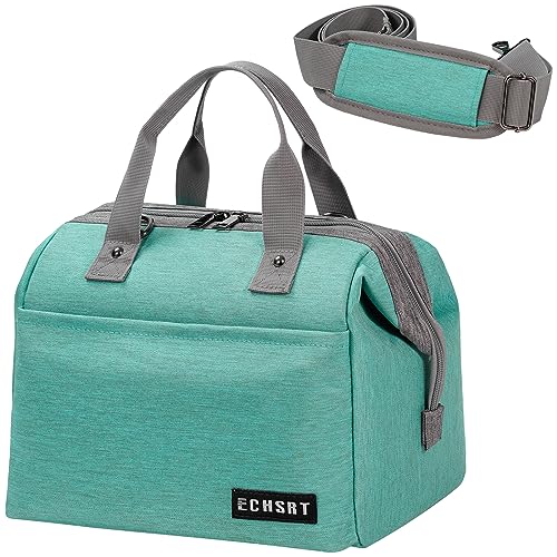 ECHSRT Insulated Lunch Bag Women/Men, 10L Reusable Lunch Tote Bag with Adjustable Shoulder Strap, Leakproof & Waterproof Lunch Box Cooler for Work Office - Wide Open Lunchbox Green Lunchbag