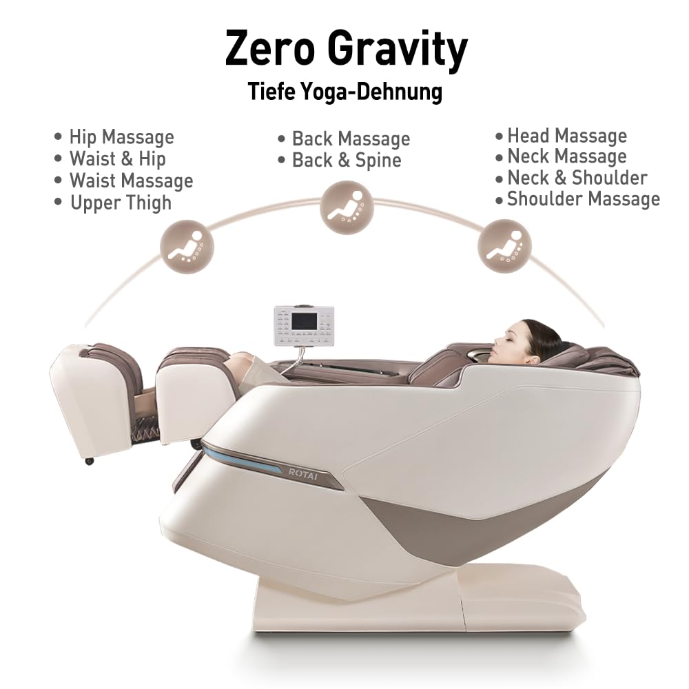 ROTAI 4D Fauteuil de massage complet du corps Fauteuil de massage à gravité zéro pour massage Back Neck relax at Home Office