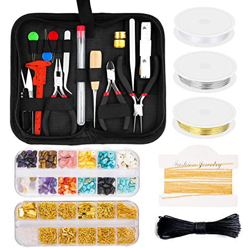 Jewelry Wire Wrapping Jewelry Making Supplies Kit with Craft Ring Wire, Jewelry Tools, Jewelry Pliers and Jewelry Findings for Jewelry Repair, Wire Wrapping and Beading