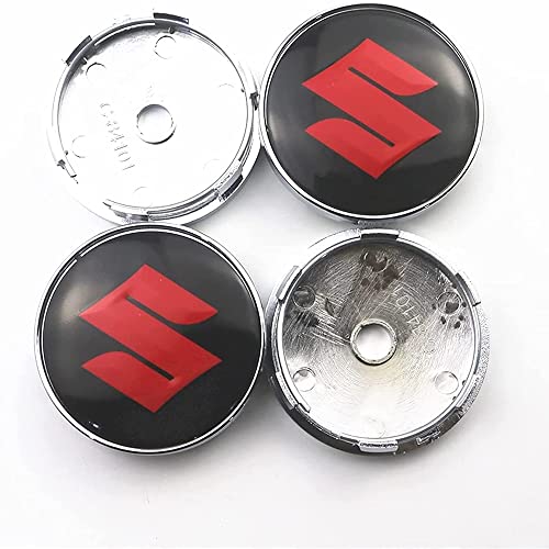 SLINGDA 4 Uds para Suzuki Swift SX4 Vitara Jimny S-Croix Swift 60MM Central de Rueda de Coche con Logotipo tapacubos Cubierta de Llantas Antipolvo de Repuesto, Cubiertas de llanta automáticas Cover