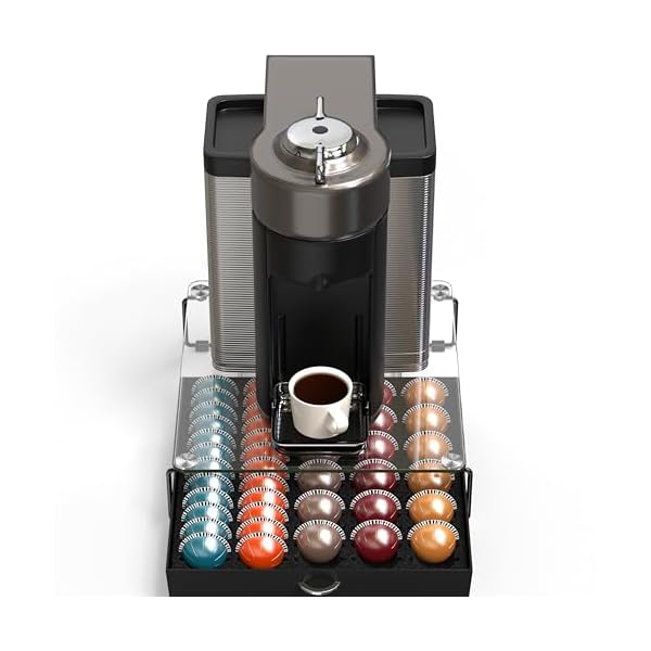 DecoBrothers Crystal Tempered Glass Vertuo Pod Holder Drawer, 30 Large or 60 Small Nespresso Capsule Organizer, Black - Image 7