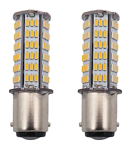 GRV Ba15d 1076 1142 High Bright Car LED Bulb 102-2835SMD DC12V Warm White Pack of 2