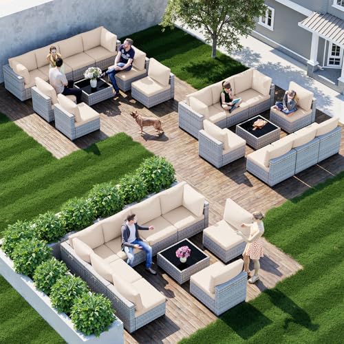 Image of Outdoor PE Wicker Rattan Modular Patio Sectional Sofa Set