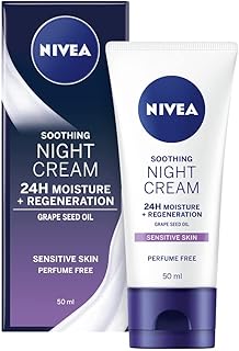 NIVEA Sensitive Night Cream (50 ml), Face Cream for Sensitive Skin with Liquorice Extract and Grape Seed Oil, Regenerating Skin Care