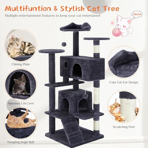 Árbol para gatos de 54 pulgadas con rascador y refugio miniatura 5