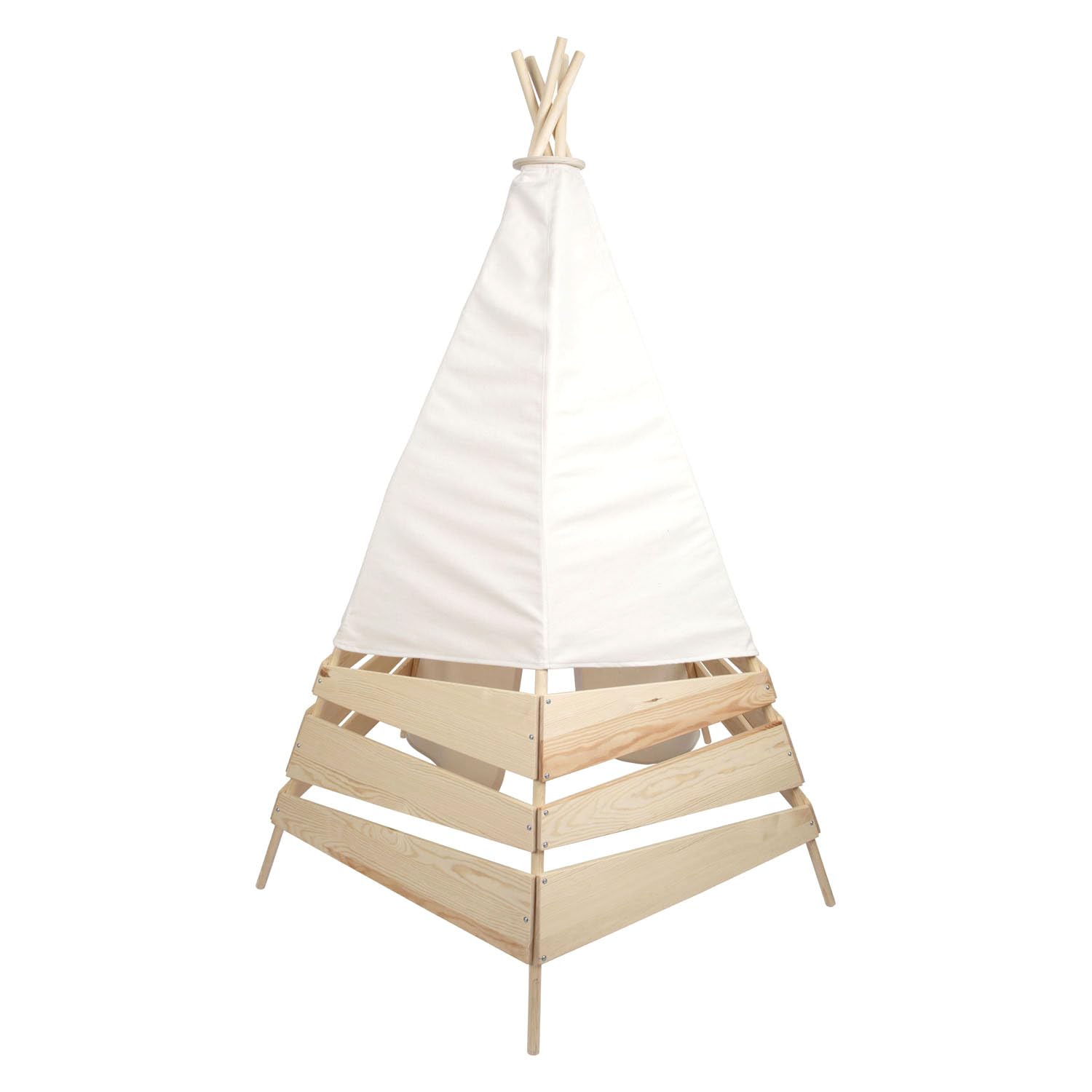 small foot Outdoor Zelt Tipi aus Holz und Zeltstoff, geräumiges Spielzelt für den Garten, für Kinder ab 2 Jahre, 12405, Weiß