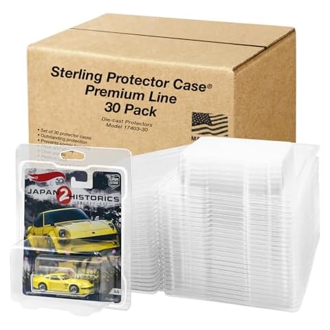 Sterling Protector Case Model 17403 Premium Line 30 Pack for Hot Wheels Premium Diecast, Fits Card Size 6.5 x 5.25 inches Durable Acid-Free Clear Storage Clamshell Cover
