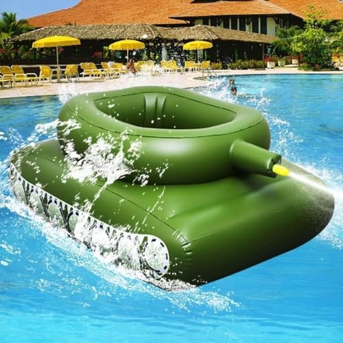 インフレータブルおもちゃ 水噴射タンク 、大型 大人の子供のおもちゃ 浮き輪 戦車の戦い 屋外ウォータースプレーガンスイミングリング プールパーティー (155cm)
