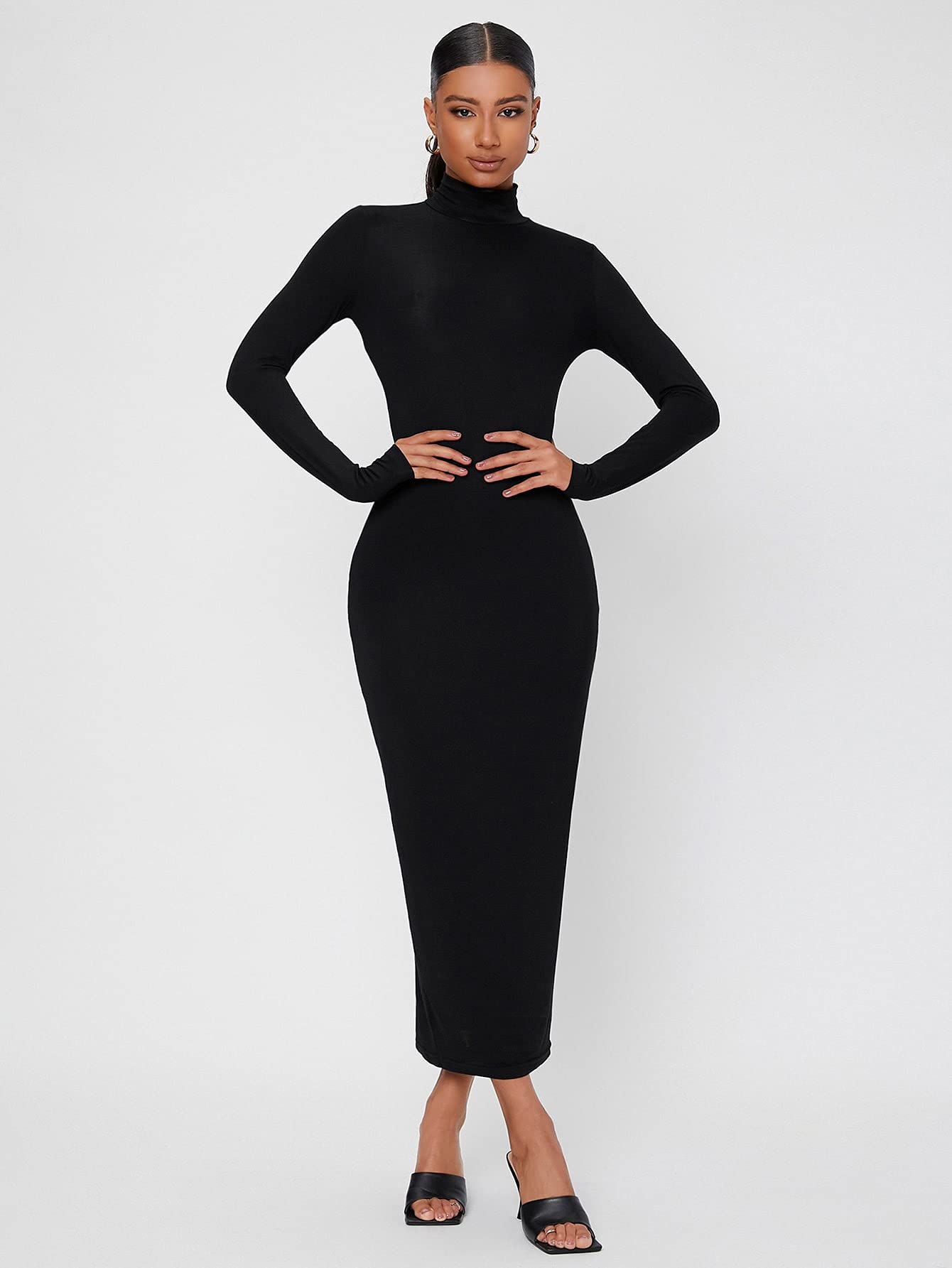 bodycon dress for tall women SHEIN Tall Women's Off Shoulder Maxi Dress,Coffee Brown,Summer,Elegant,Night Out High Slit Wedding Guest Dress, Tight Long Bodycon Dress For Wedding Season, Tall Women