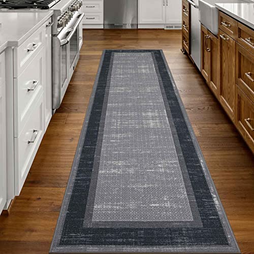 Ottomanson Ottohome Collection Non-Slip Rubberback Bordered Design 3x10 Indoor Runner Rug, 2'7